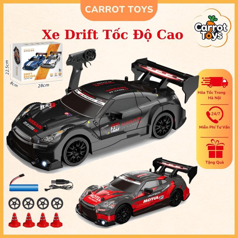  Tổng Hợp Xe Ô tô Điều Khiển Từ Xa Drift Tỉ Lệ 1:16 và 1:24 GTR 2 Cầu Pin Sạc - Có Đèn LED Tốc Độ 20km h 