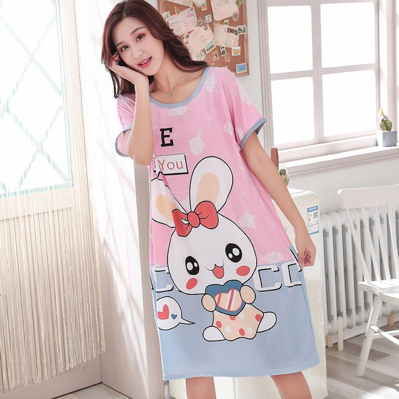 Đồ Ngủ Nữ, Phong Cách Mới, Bộ Sưu Tập Mùa Hè, Phong Cách Hàn Quốc, Váy Ngủ Dễ Thương, Thiết Kế Hoạt Hình, Dáng Rộng Vừa Vặn, Ngoại Cỡ, Thích Hợp Cho Học Sinh, Dài Trung Bình Đồ Mặc Nhà Women Dress 7