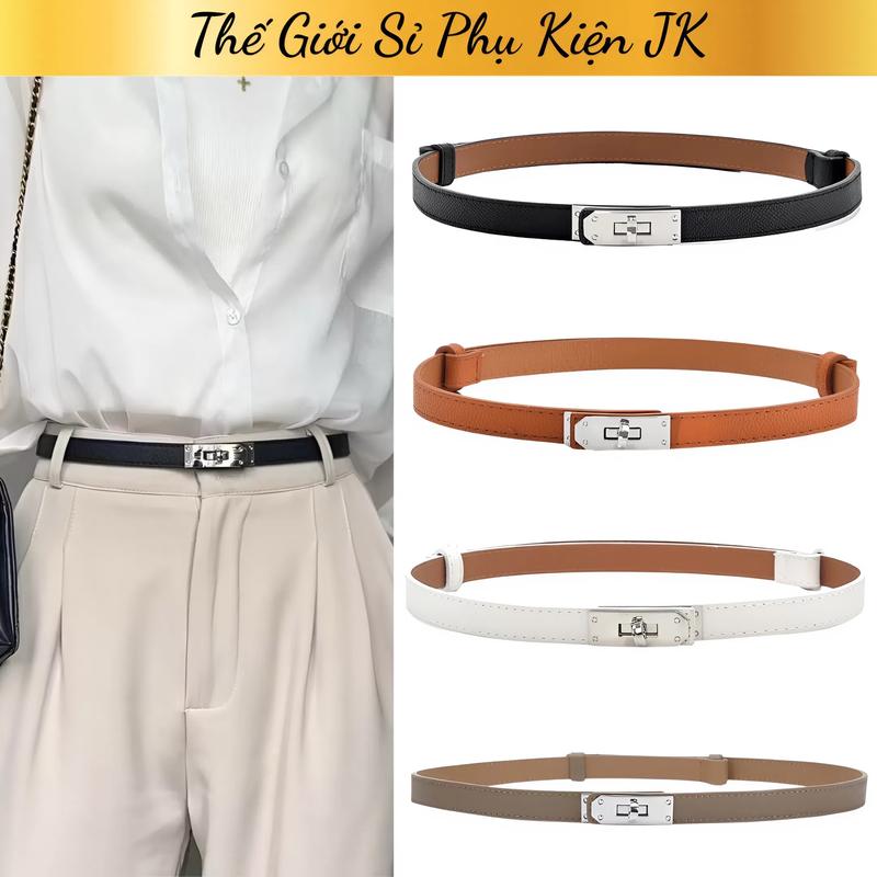 Thắt Lưng Da belt nữ thiết kế tối giản tinh tế sang chảnh Bản Nhỏ Thời Trang 4pu bạc