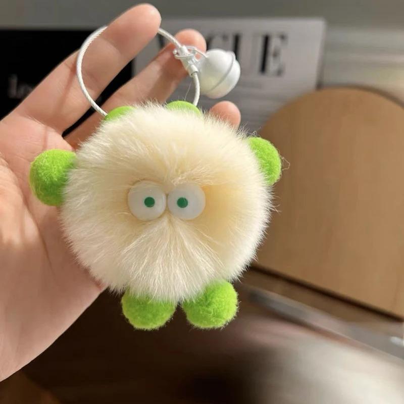 Cute Fluffy Fur Pompom Keychain Soft Plush Ball Key Chain Car Key Ring Women Charm Bag Small Briquettes Pendant Jewelry 3