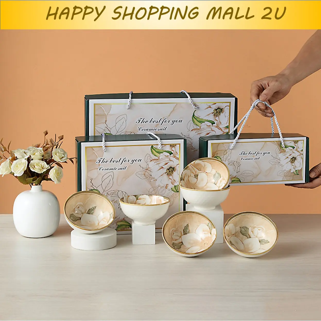 Japanese Style Rice Bowl Flower Tea Bowl Mangkuk Soup Bowl Salad Bowl Tableware Kitchenware Cutlery