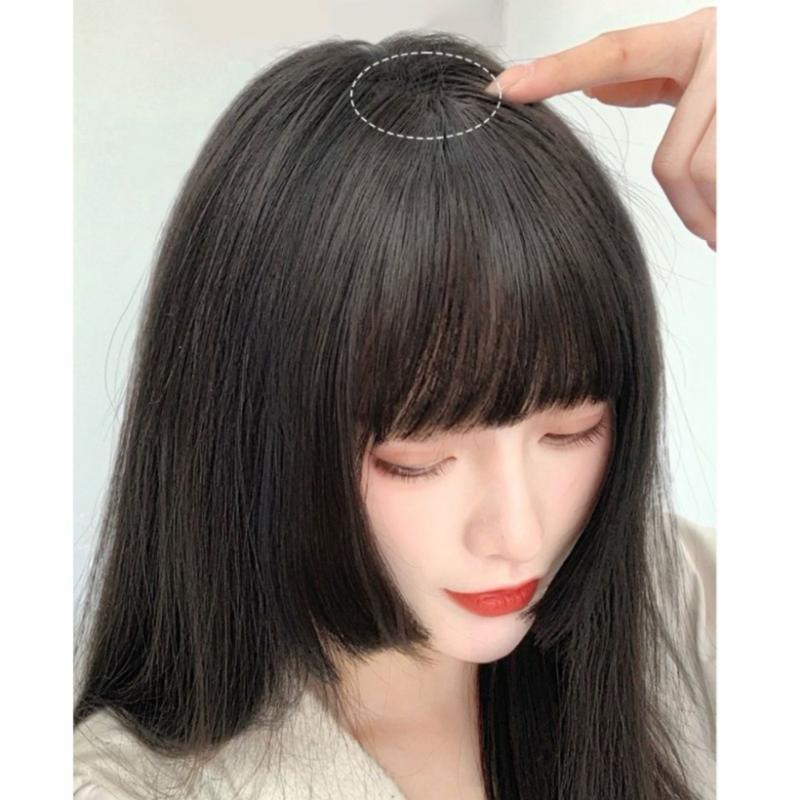 Mảnh Tóc Giả Cắt Princess, Tóc Mái, Tóc Nối, Tự Nhiên, Chịu Nhiệt Độ Cao, Tóc Giả Liền Mạch, Cho Bé Gái, Thích Hợp Mặc Hàng Ngày 2