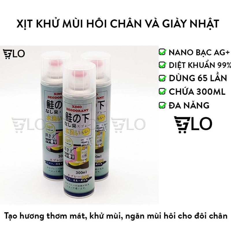 Bình Xịt Khử Mùi Hôi Chân Và Làm Sạch Mùi Giày Ximo Cao Cấp 300ml, Loại Bỏ Vi Khuẩn, Ngăn Mồ Hôi Công Nghệ Bạc AG+