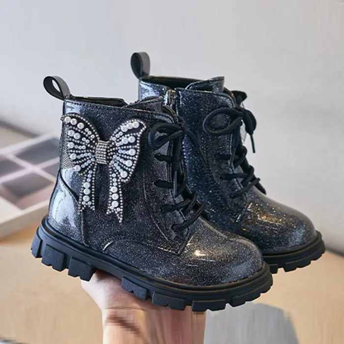 Sepatu Boots Anak Perempuan Pita Gliter Import Murah COD (HZ-SS230) Fashion 3