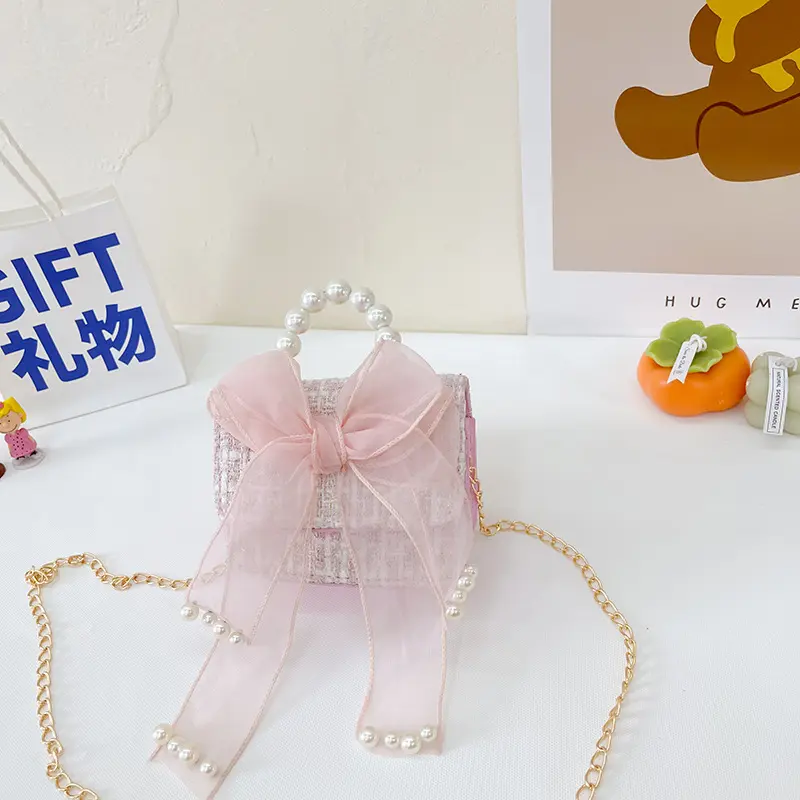 [Nhiều màu] Túi nơ voan quai ngọc sang chảnh dự tiệc dễ thương Ví đựng đồ mini cho bé gái sang chảnh 7