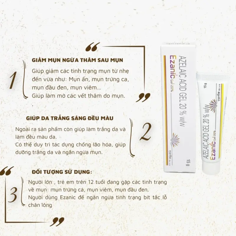 Gel Ezanic hỗ trợ giảm mụn từ nhẹ - trung bình, giảm thâm 15gr  Skincare  Làm Đẹp Da 1
