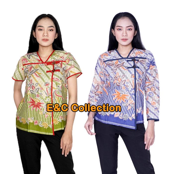 Gambar Blouse Batik Monami - Atasan Batik Wanita – Blouse Modern – Batik Kancing Depan - Baju Kerja - Baju Kantor - S-M-L-XL-XXL-3L-4L-5L Baju Biru Hijau Panjang Katun Cewek dari EnC Collection Kota Administrasi Jakarta Timur Tokopedia