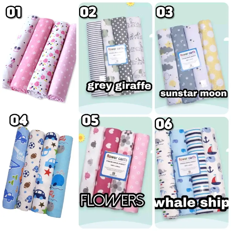 Bedong Bayi 4 in 1 Bahan Katun (100x72cm) Alas 0