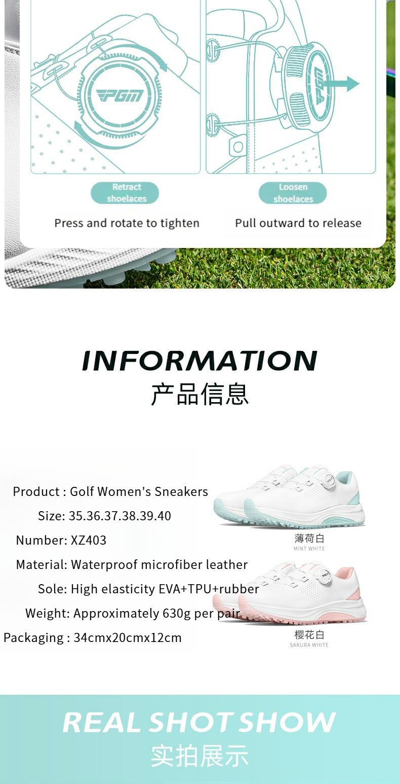 Product Introduction of [PGM] Summer Golf Women's Sneakers Women's Waterproof Knob Shoelace Height Increasing Non-Slip Women's Shoes Women's Sports Shoes Xz403 14