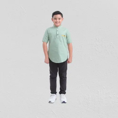 Baju Koko Kurta Anak Lengan Pendek Laki Laki Muslim Anak Katun Usia 2-12 Tahun Koko Kurta Atasan Anak Murah