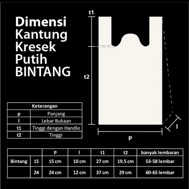 Kantong Kresek Putih BINTANG 15 - HDPE Tenteng Plastik 1