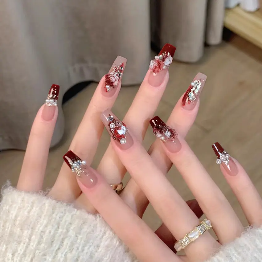 Móng Tay Giả, Trung Bình Phổ Biến Của Bé Gái, Nghệ Thuật Làm Móng Cô Dâu Màu Đỏ, 24 Chiếc Móng Tay Giả Màu Nude, Móng Tay Gel Đẹp Có Thể Tái Sử Dụng, Bộ Làm Móng Tay, Nối Móng Tay Giả, Đồ Trang Trí Móng Tay, Bán Chạy, Trong Kho