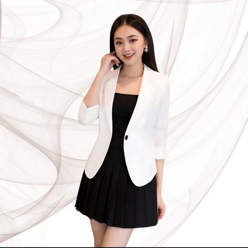 Áo Vest nữ công sở tay lỡ 1 lớp chất liệu vải mềm mịn cao cấp thiết kế trẻ trung size S M L XL phù hợp nhiều hoàn cảnh