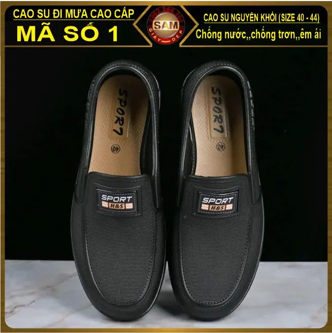 Giày cao su đi mữa chống nước vân vải cao cấp
