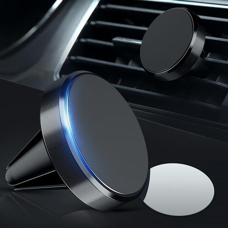 Mini Magnetic Car Air Vent Phone Holder, Clamp-on Round Magnetic Car Phone Holder, Universal Car Phone Stand for iPhone 15 14 13 12 XR, Xiaomi, Huawei & Samsung 5