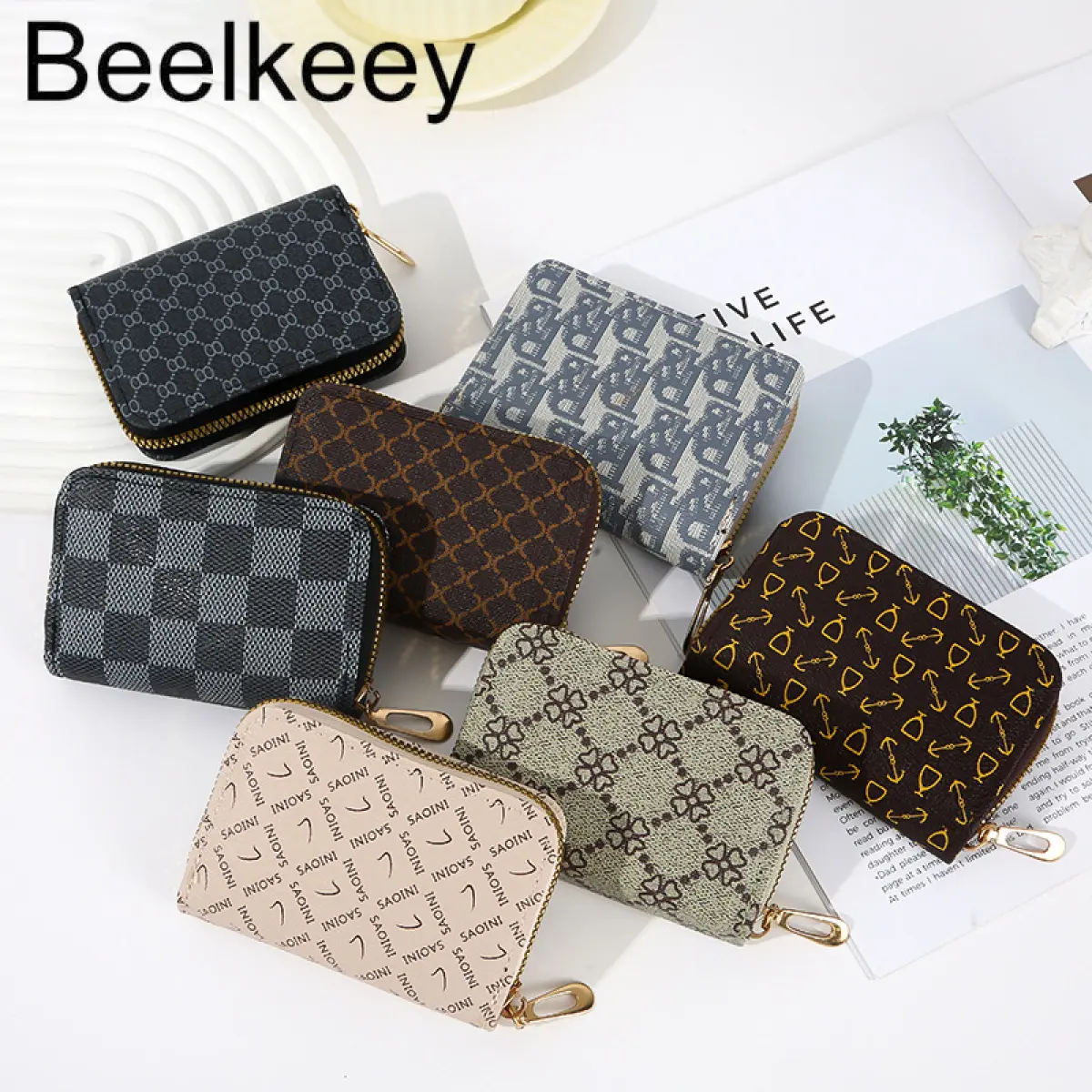 Cross-border printed organ card bag female Europe and the United States fashion all-in-one multi-card driver's license bank card set zipper purse