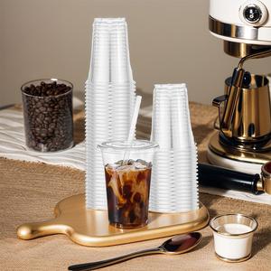 Disposable Clear Cup with Lid & Straw, 100/200pcs Disposable Coffee Cold Drink Tea Takeaway Cup, Disposable Cup for Home Kitchen Party Picnic Dining Room