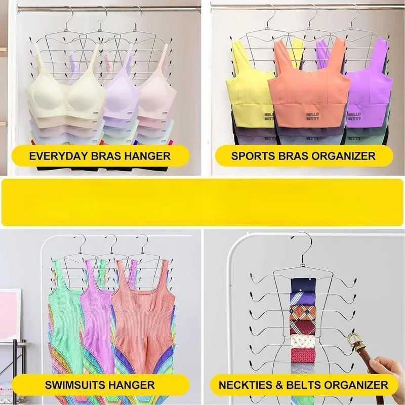 8 Layer Rotating Hanger, 2 Counts Foldable Underwear Hanger, Space Saving Clothes Hanger, Home Organizer for Bedroom, Closet, Wardrobe, Hanging 6