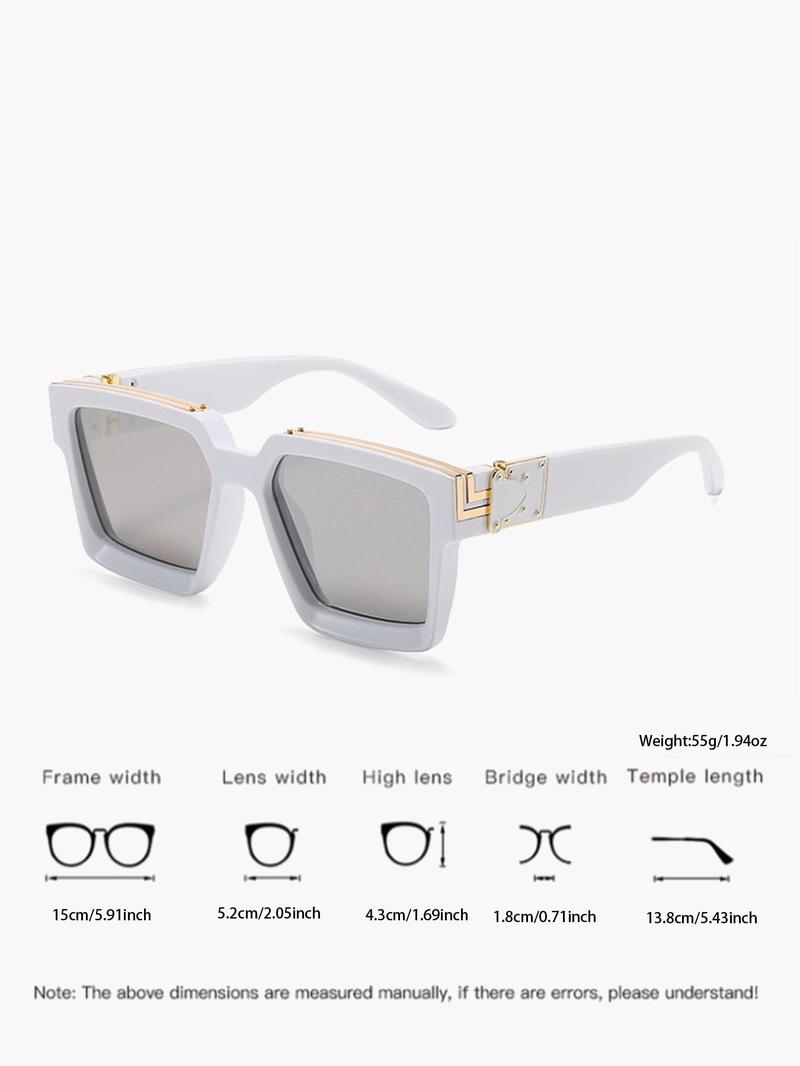 Product Introduction of 1 Pair Simple Rivet Sunglasses For Everyday Use, Summer Square Frame Fashion Sunglasses, Travel Accessories 8