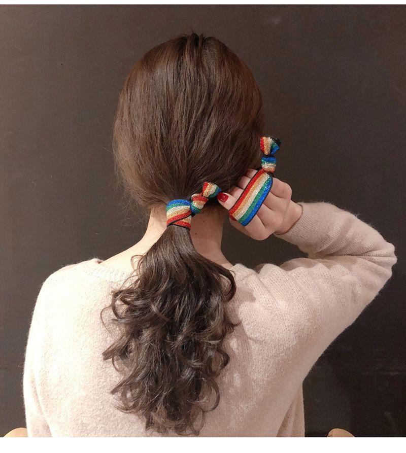 Product Introduction of Korean Style Simple Colorful High Elastic Rubber Band Bracelet Tie up a Bun Hairstyle Leopard Print Hair Rope 6