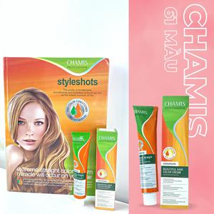 Kem nhuộm tóc nâu tây, nâu lanh, hạt dẻ, vàng đồng, vàng tây Phủ Bạc tại nhà Chuẩn Salon CHAMIS 61 Không Tẩy Tóc kèm Oxy, Gói Dưỡng. Đổi Màu Tóc Nữ Dưỡng Tóc
