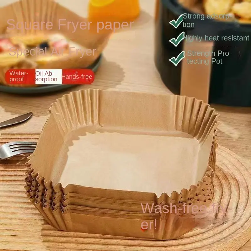 Air Fryer Parchment Paper - Heat-Resistant Oil-Absorbent Paper Liners, Food-Grade Disposable Round & Square Baking Sheets for Home Use, Non-Stick High-Temperature Safety for Easy Cleanup