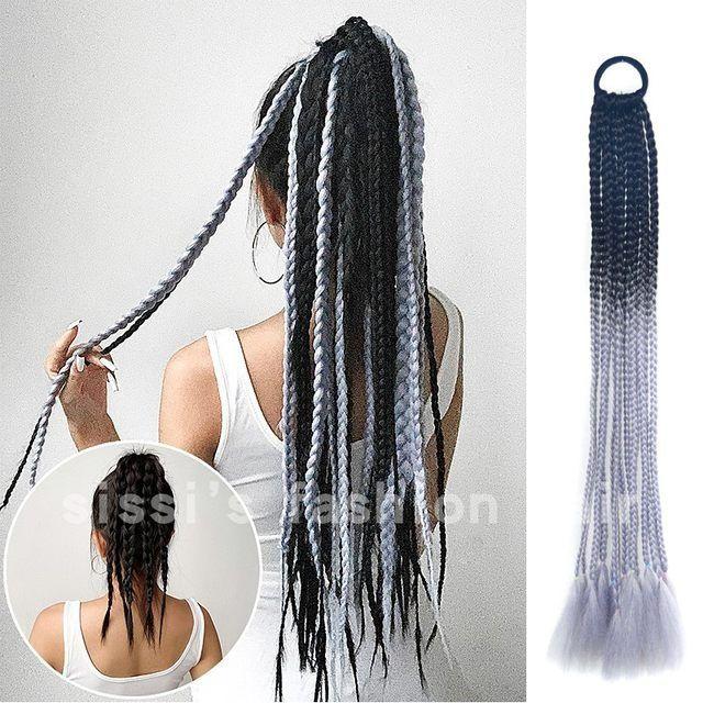 Potongan Rambut Ekor Kuda, Berwarna-warni, Gentian Suhu Tinggi, Jalinan ...