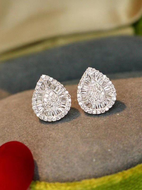 Women's Elegant Versatile Rhinestone Design Water Drop Shaped Stud Earrings, 1 Pair Trendy Exquisite Stud Earrings, Gorgeous Jewelry As Gift 4