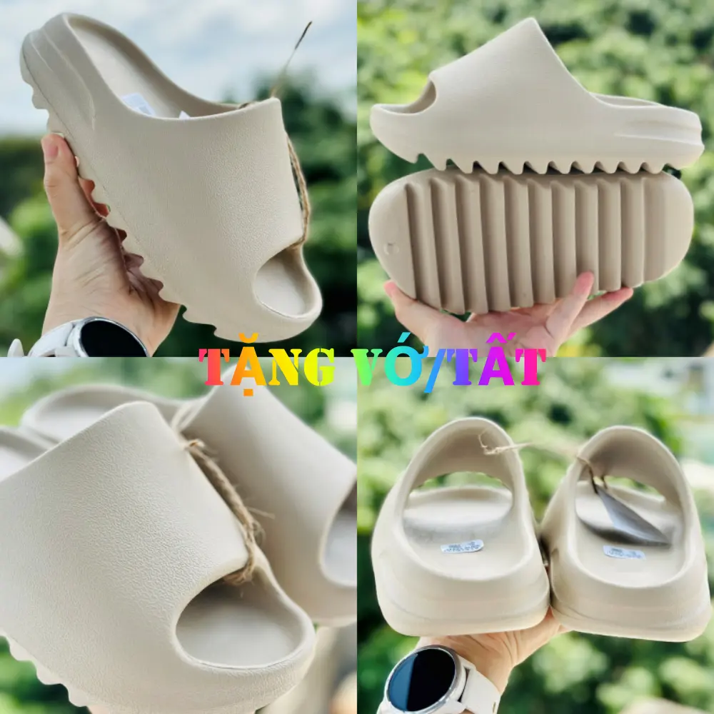 Dép ĐÚC YZ Slide ❤️ TẶNG VỚ ❤️ nguyên khối Vân Nhám quai ngang nam nữ, đế cao 5 cm, bảng cao cấp form chuẩn Slipper DéP