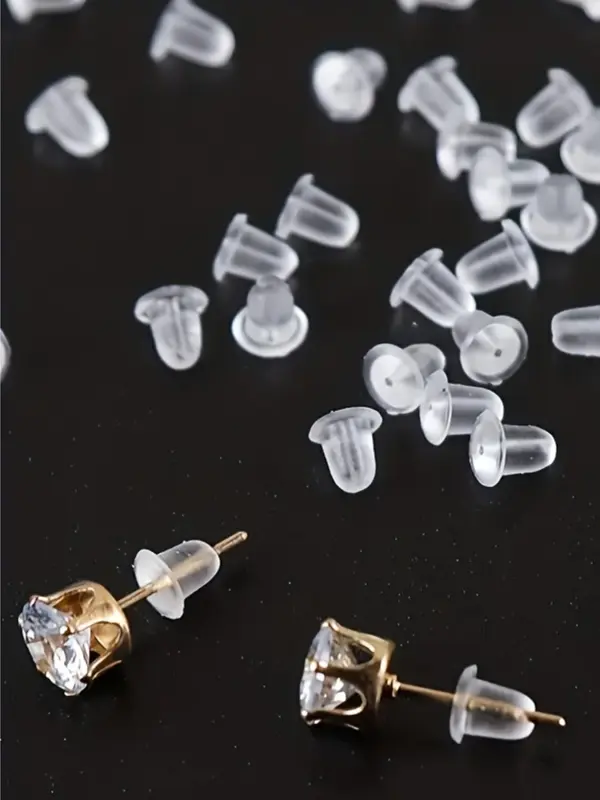 100pcs Simple Silicone Ear Plug, Earplug Waterproof, Ear Safety Backstop Stopper, Prevent Earrings From Slipping, Basic Diy Jewelry Accessories for Women & Girls for Daily Use, Girl Accessories 2