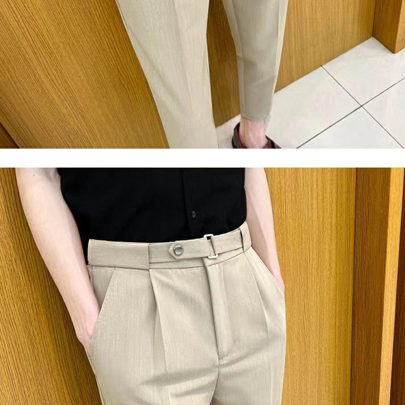 Product Introduction of Quần Âu Nam, Trang Trí Thắt Lưng, Họa Tiết Thiết Kế Mỏng Ôm Vừa Vặn, Thích Hợp Cho Mùa Xuân Và Mùa Hè, Trang Phục Công Sở Trang Trọng, Kiểu Thẳng thụng Quần Thường Ngày 24