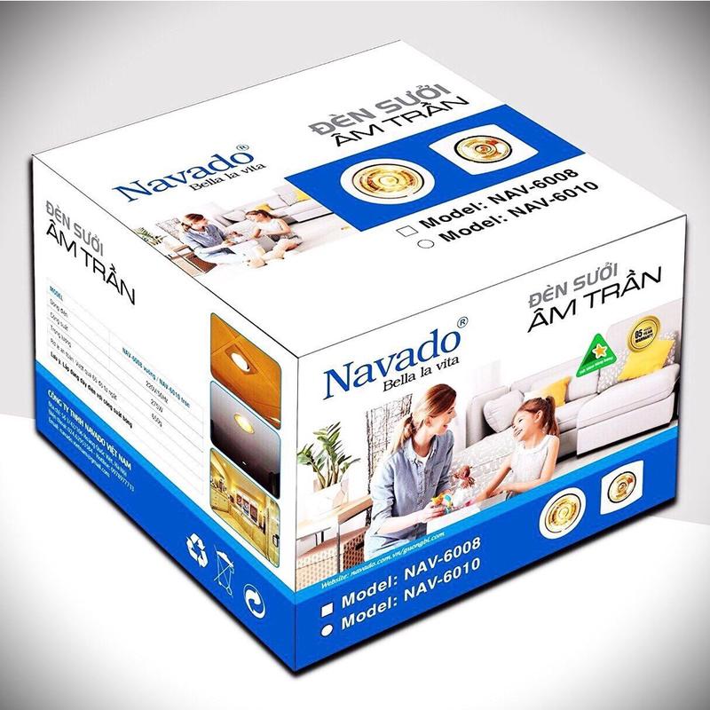 Đèn sưởi nhà tắm âm trần 1 bóng tròn Navado NAV6010. Bảo hành 5 năm. Máy Sưởi Sưởi Ấm máy  sưởi  phòng  tắm đèn  sưởi  nhà  tắm 4