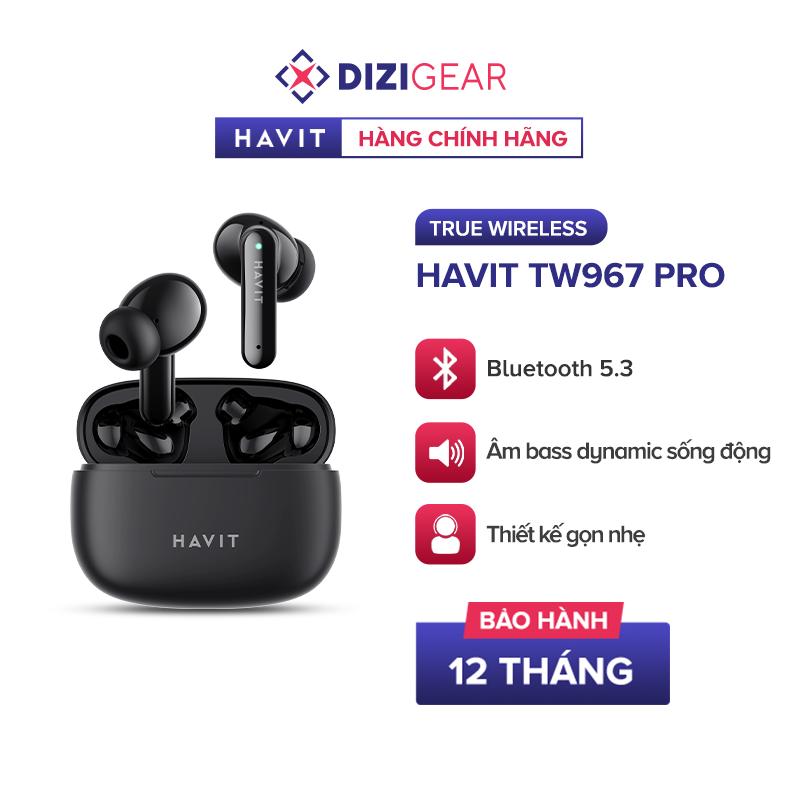 Tai Nghe TWS HAVIT TW967 Pro Phiên Bản Nâng Cấp BT 5.3 Thiết Kế Gọn Nhẹ Màng loa 10mm Nghe Đến 5H - Hàng Chính Hãng
