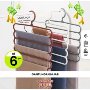 Gantungan Hijab Susun Jilbab Hanger Pakaian Celana Isi 6pcs