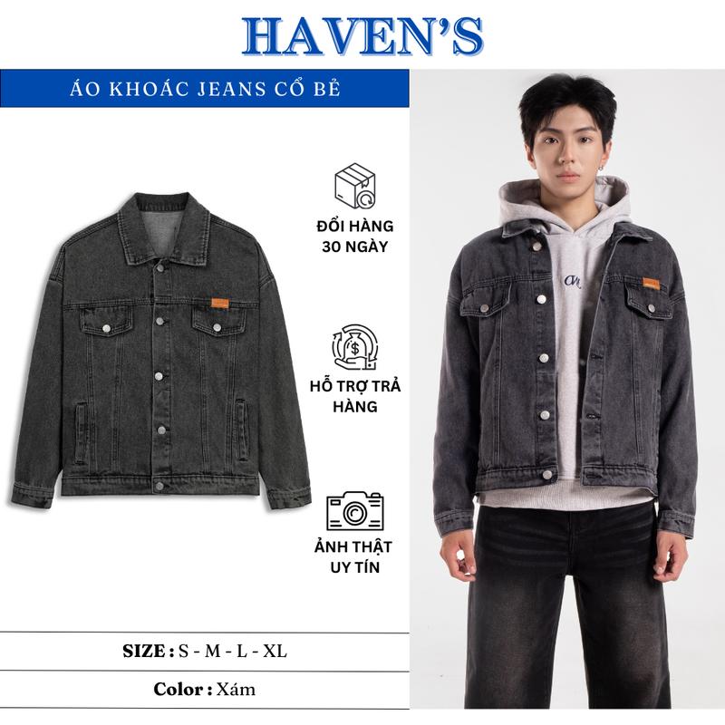 [DEAL TRẢI NGHIỆM] HAVEN'S | ÁO KHOÁC JEANS DENIM FORM REGULAR NAM NỮ THỜI TRANG VẢI 13 OZ DÀY