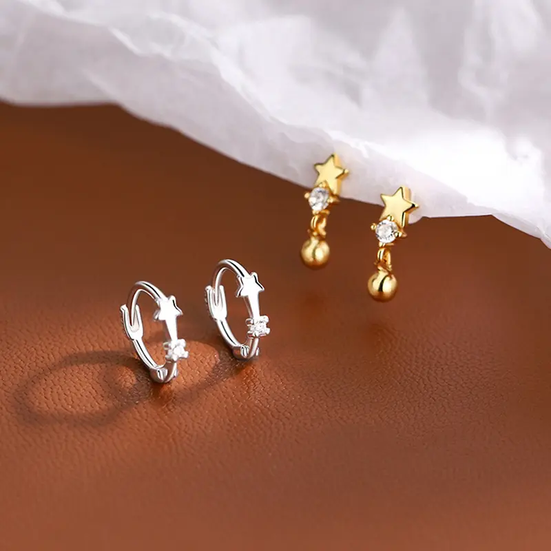 2pcs Minimal  Star Ear Studs Earring Women Korean Helix Studs Tragus Cartilage Piercing