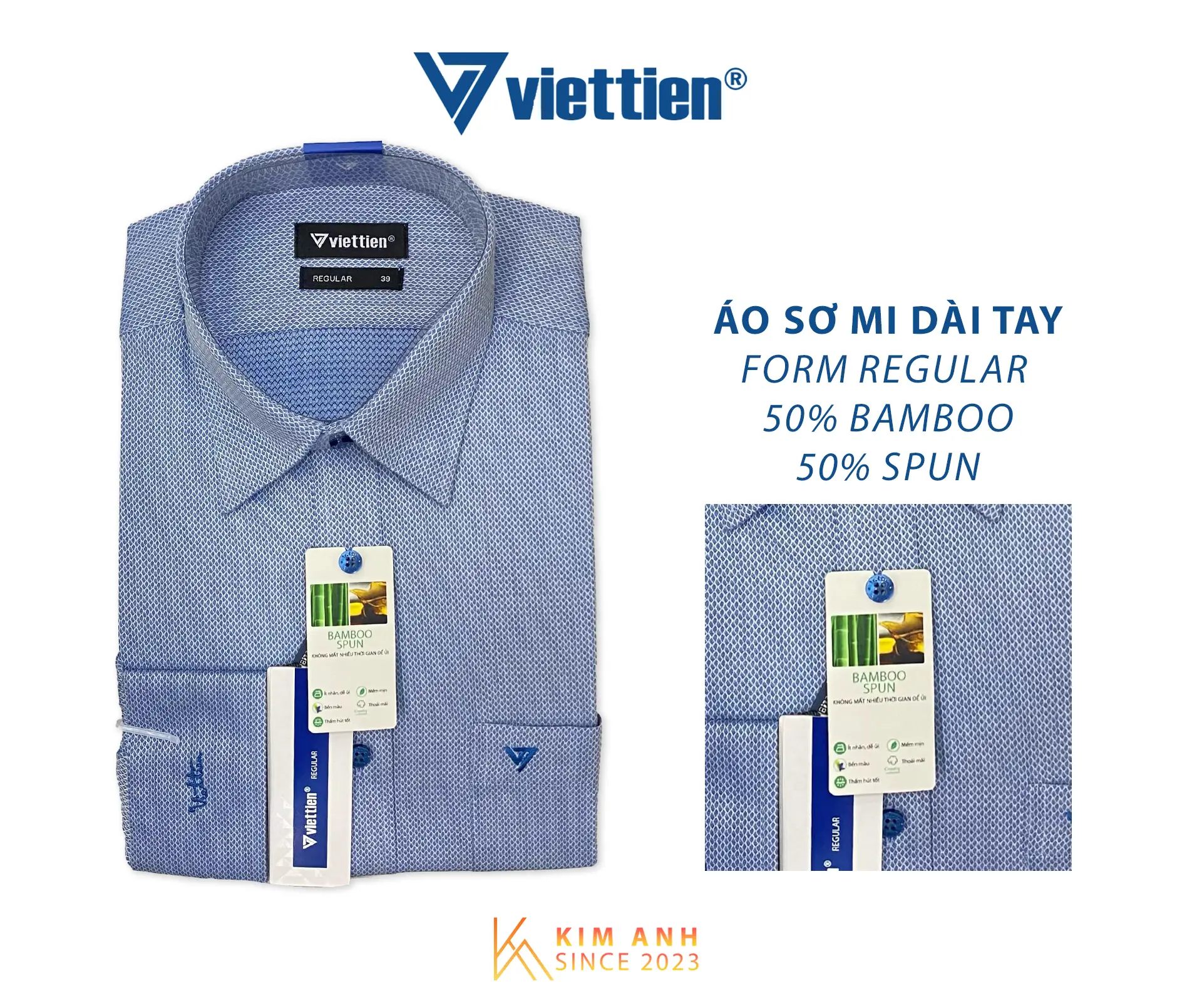 Áo sơ mi nam dài tay Regular Việt Tiến 0360