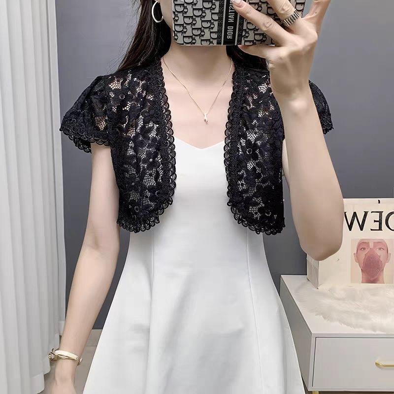 Khăn Choàng Voan Ren Mùa Hè, Áo Ghi Lê Nhỏ Áo Khoác Nhỏ Áo Dễ Phối Đồ Quần Áo Chống Nắng, Dài Ngắn, Hàng Mới Về 6