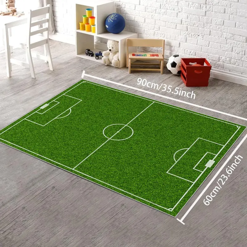 Cartoon Soccer Field Pattern Area Rug, 1 Count Non-slip Soft Floor Mat, Rectangle Decorative Carpet for Home Living Room Bedroom, Home Decor 4