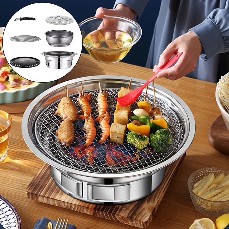 Product Introduction of Korean Charcoal Barbecue Grill Household Korean BBQ Grill Non-Stick For Home Kitchen Outdoor Garden Barbecue Stove 12