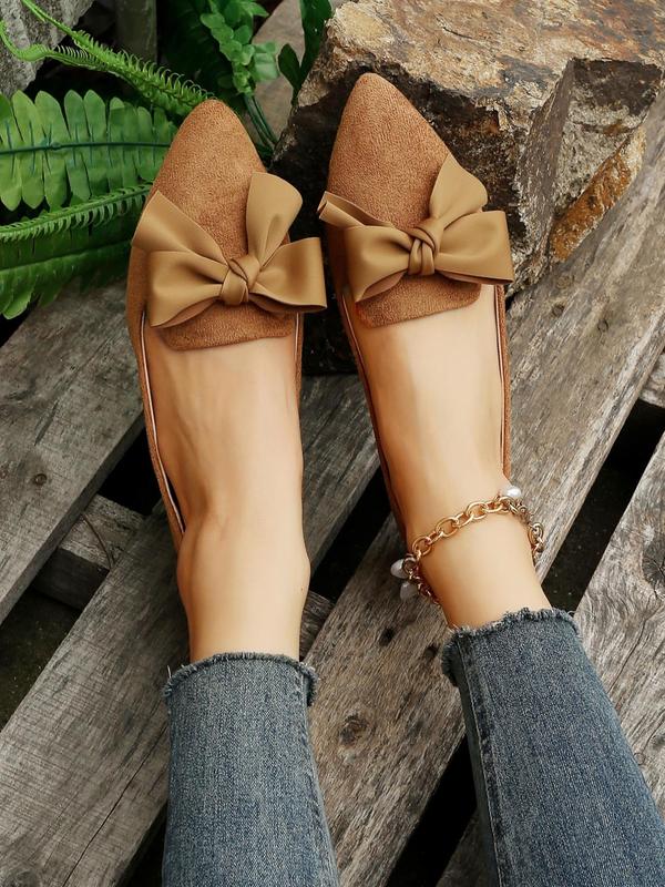 Women's Elegant Bow Decorated Slip on Flats, 1 Pair Fashionable Pointed Toe Flat Shoes for Daily Wear, Breathable Comfortable Shoes for Daily Wear, Perfect for Women and Outdoor 2