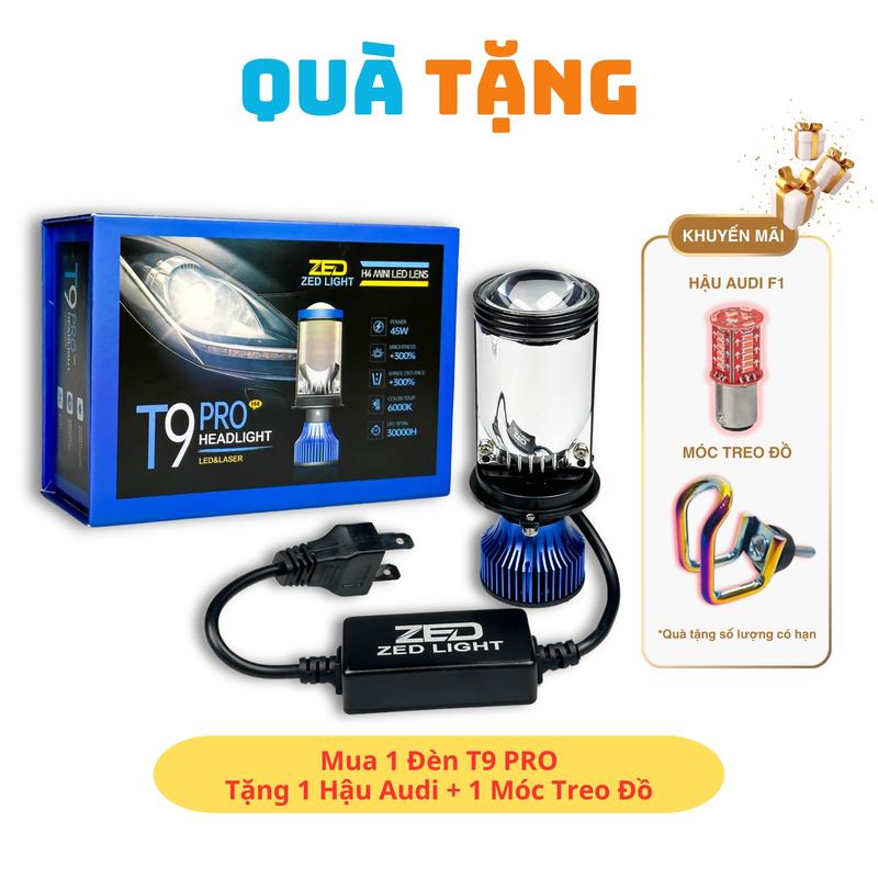 Đèn Pha Bi Cầu  T9 PRO ZED LIGHT - 45W, 12 24V Điện Bình Lắp Ô Tô Xe Máy, Ánh Sáng Hoàn Hảo, Chống Chói - Phụ Tùng