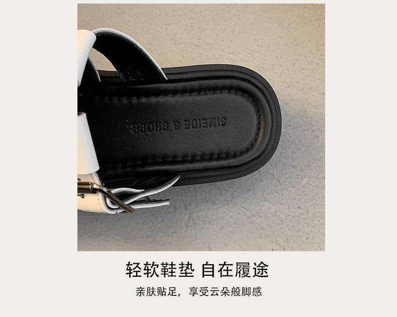 Product Introduction of Thick Sole Closed Toe Woven Half Slippers for Women 2025 Summer New Comfortable Lightweight Slip-On Casual One-Word Slippers 5