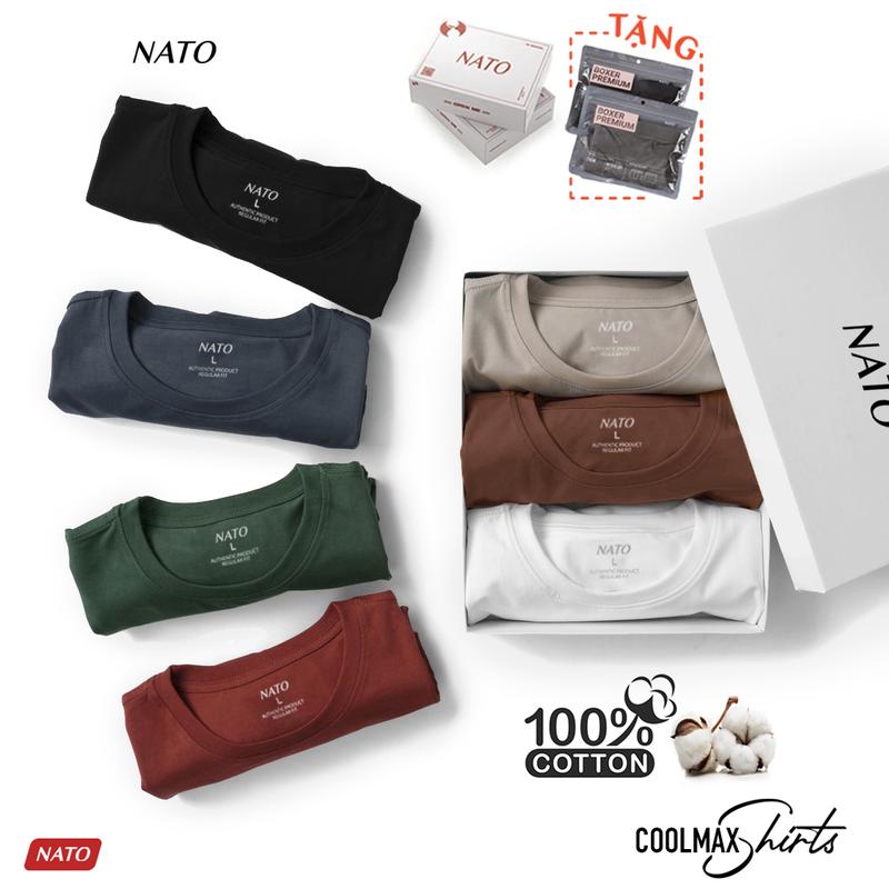 Áo Thun Cổ Tròn Nam COTON Vải Cotton Cao Cấp Đẹp Áo Phông Tay Ngắn Coton Màu Trắng Đen Đỏ Xanh Navy Hồng Co Giãn Mát Trơn Họa Tiết NATO Menswear