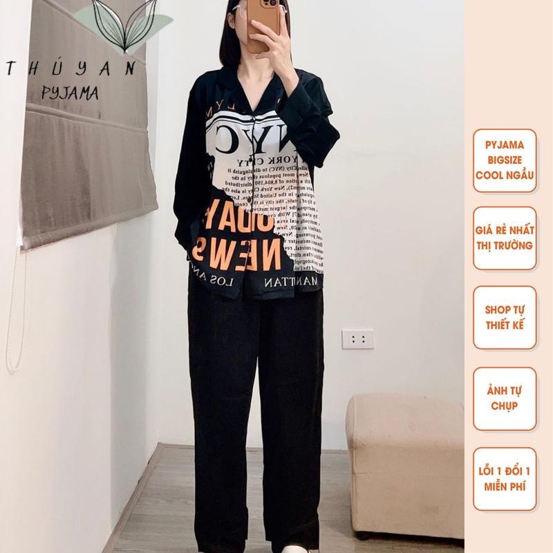 Bộ Pijama Bigsize N.Y.C tay dài mặc nhà dành cho nữ, mẹ bầu từ 60kg - 90kg. đồ  ngủ
