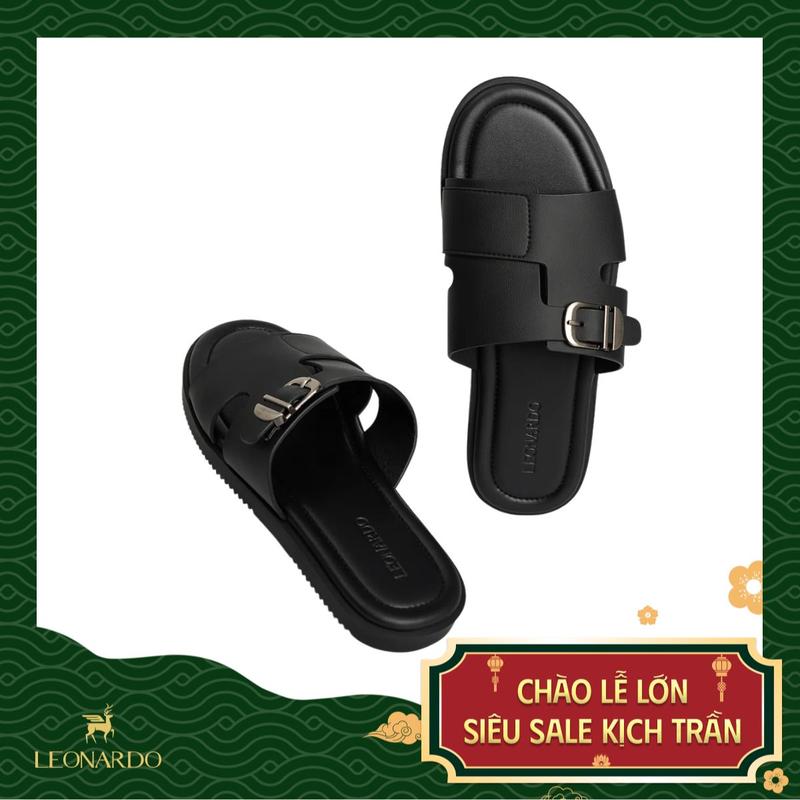 [MEGA LIVE] Dép Da Nam Quai Ngang Đế Bằng Felix Thương Hiệu Leonardo