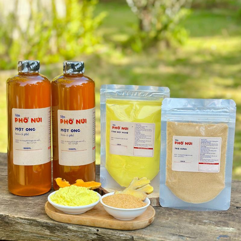 Combo 2l Mật Ong Hoa Cà Phê + 100gr Tinh Bột Nghệ + 100gr Trà Gừng - Tiệm Phố Núi