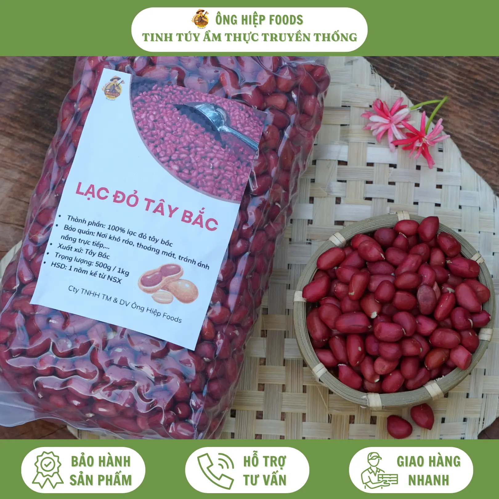 1kg Lạc Đỏ Tây Bắc Thơm, Bùi, Ngậy - Hút Chân Không - Ông Hiệp Foods