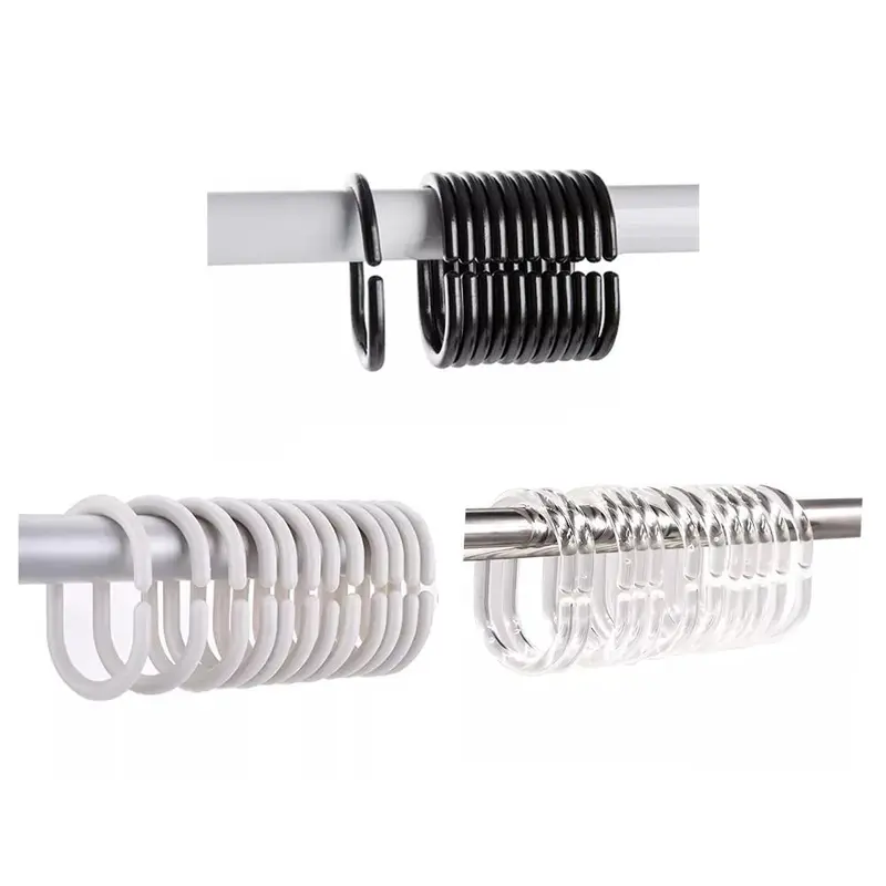 Móc Rèm Tắm, 12 Chiếc, Hình Chữ C, Có Thể Uốn Cong, Vòng Rèm Tắm, Vòng Rèm, Cho Thanh Treo Rèm Tắm 2