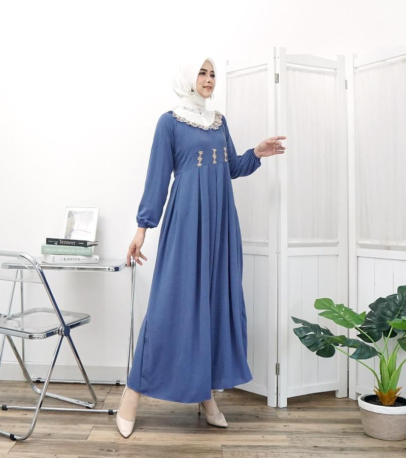 Product Introduction of Gamis Renda sweet lengan panjang model fashion wanita muslim modem terbaru new arrival model kekinian kombinasi brukat 11